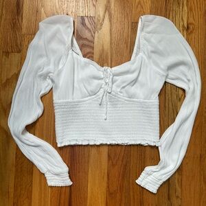 Hollister White Smocked Blouse